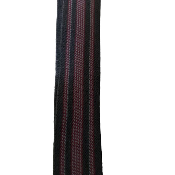 Vintage Pelican Suspenders Used Striped Black Burgundy Gray Clip On BBB - Picture 7 of 10